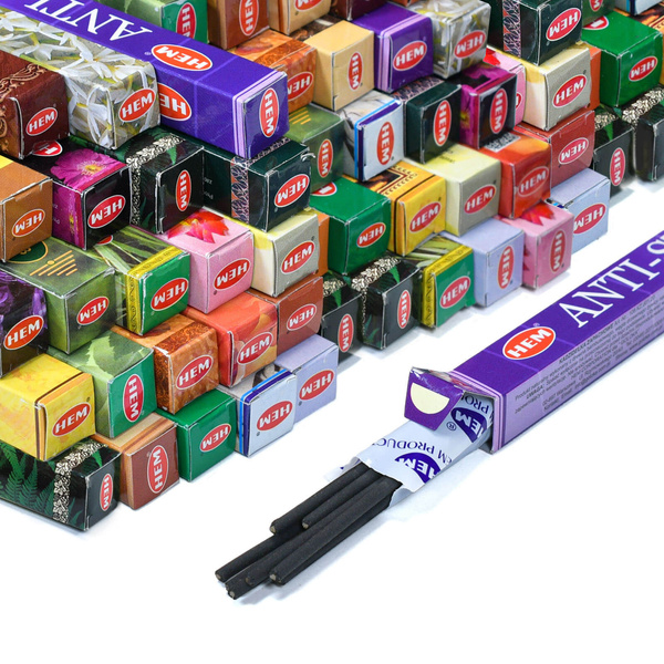 2x Räucherstäbchen HEM mix + 2x Hölzerner Räucherstäbchenhalter