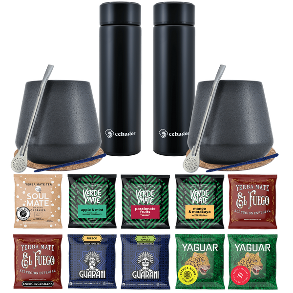 Yerba Mate Thermos Bombilla Set für zwei Personen 500g