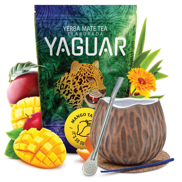 Mate Tee Set Yaguar 500g 0,5kg Kalebasse + Bombilla