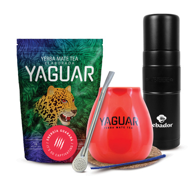 Mate Tee Set Yaguar 500g 0,5kg Yerbomos XL + Kalebasse + Bombilla