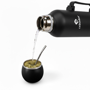 YerbaGo – Thermos mit Kalebasse und Bombilla 1,3 L – schwarz