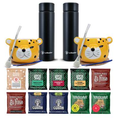 Yerba Mate Thermos Bombilla Set für zwei Personen 500g