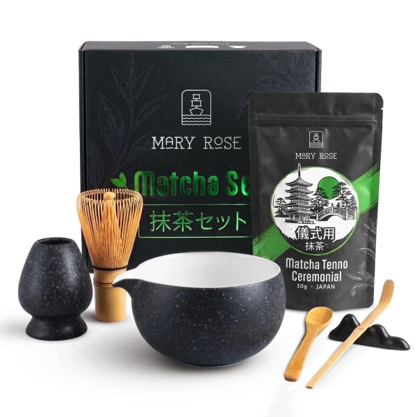 Geschenkset: japanischer zeremonieller Matcha + matchawan + Bambuszubehör