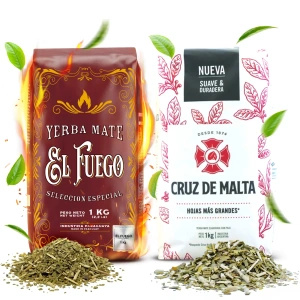 Mate Tee Elaborada Set: El Fuego 1kg + Cruz de Malta 1kg