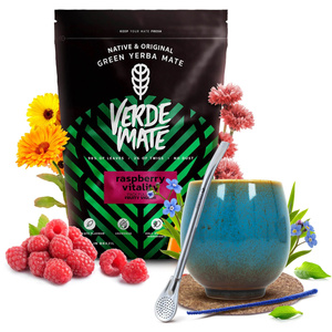 Mate Tee Set Verde Mate Raspberry 500g Kalebasse + Bombilla